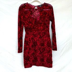 Lulus red corset sheer dress valentines